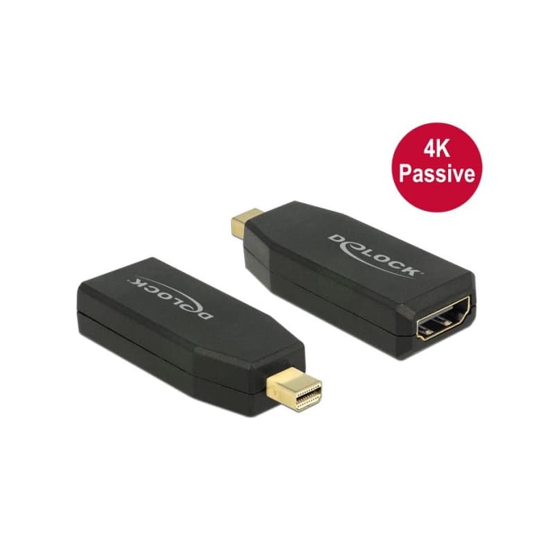 Delock adaptér mini Displayport 1.2 samec > HDMI samica 4K pasívny čierny 1