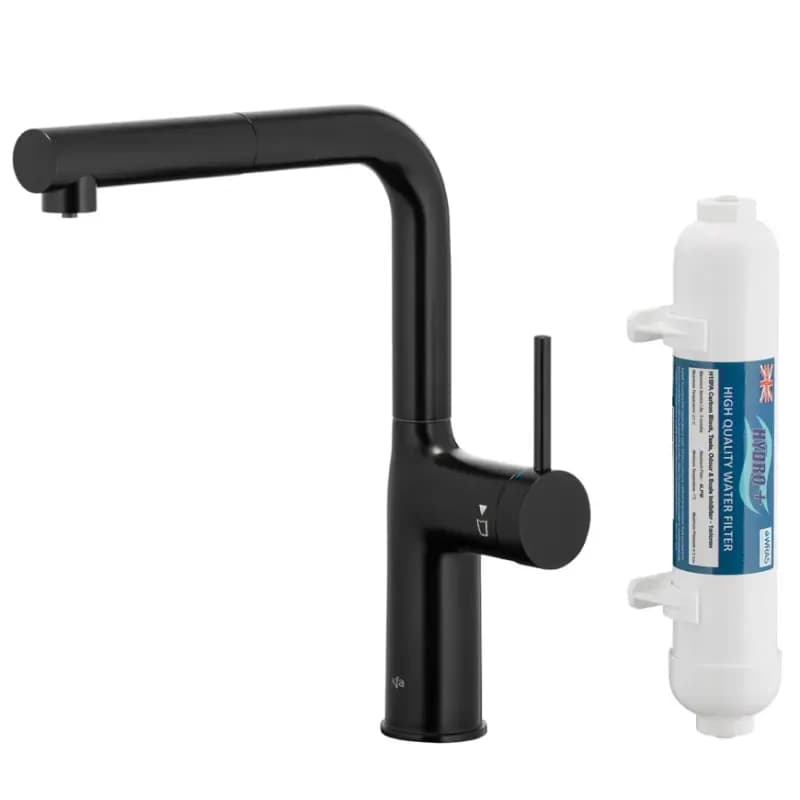 Drezová batéria Duero Pure Move Black s filtráciou vody výsuvný výtok 1