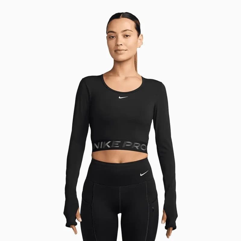 Dámske tréningové tričko s dlhým rukávom NIKE PRO W NP DF LS TOP GG SHINE BLACK ANTHRACITE WHITE 2