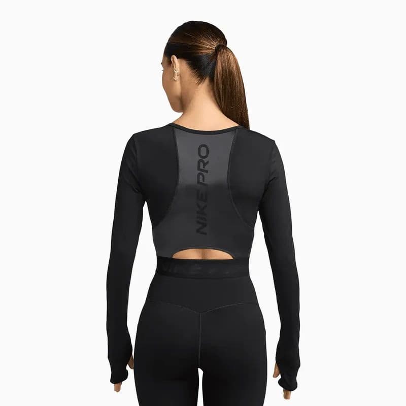 Dámske tréningové tričko s dlhým rukávom NIKE PRO W NP DF LS TOP GG SHINE BLACK ANTHRACITE WHITE 3