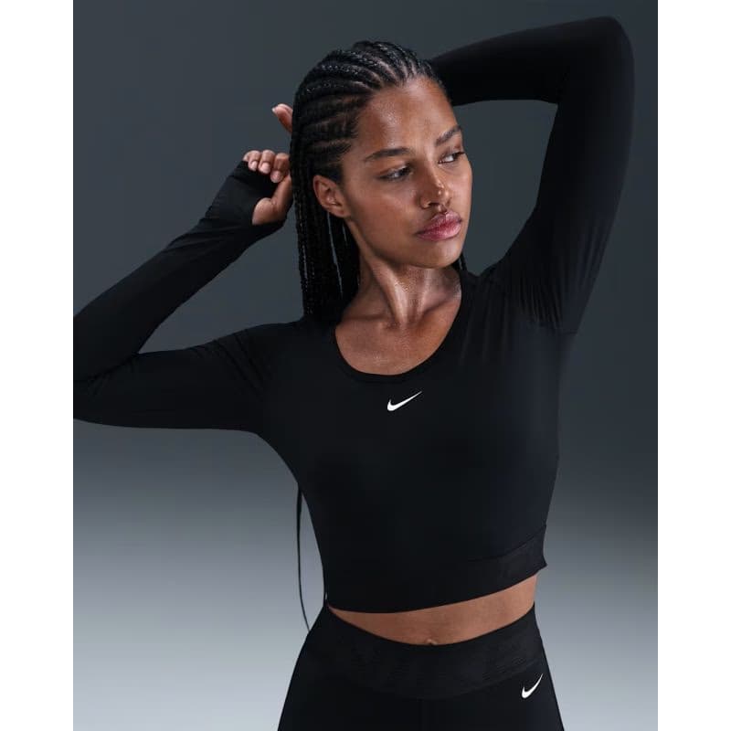Dámske tréningové tričko s dlhým rukávom NIKE PRO W NP DF LS TOP GG SHINE BLACK ANTHRACITE WHITE 4
