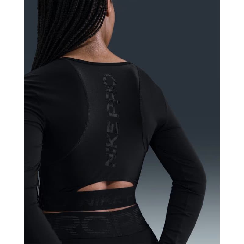 Dámske tréningové tričko s dlhým rukávom NIKE PRO W NP DF LS TOP GG SHINE BLACK ANTHRACITE WHITE 5