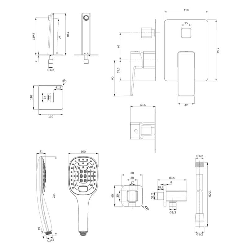OMNIRES - PARMA podomietková sprchová batéria chróm / biela /CRB/ SYSPMW01CRB 3