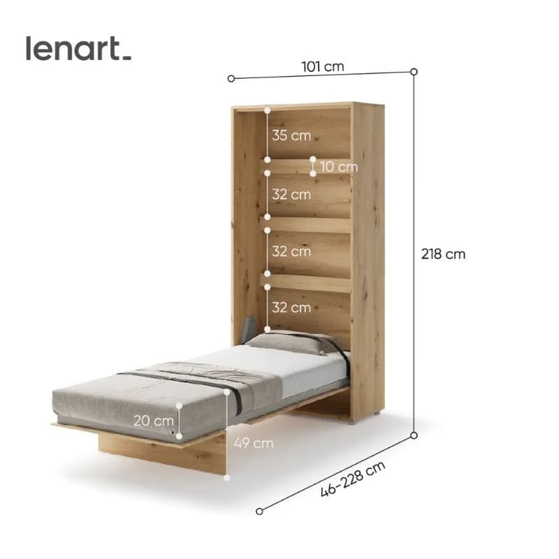Dig-net nábytok Sklápacia posteľ Lenart BED CONCEPT BC-03 dub artisan | 90 x 200 cm 4
