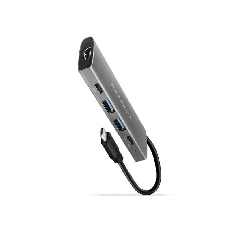 AXAGON HMC-5G21, USB 10Gb/s húb, porty 2x USB-A, 2x USB-C, HDMI 4k/30, PD 60W, kábel USB-C 13cm