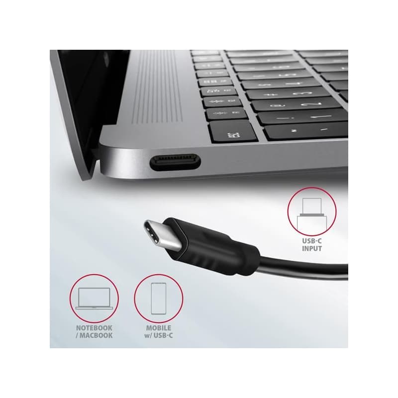 AXAGON HMC-5G21, USB 10Gb/s húb, porty 2x USB-A, 2x USB-C, HDMI 4k/30, PD 60W, kábel USB-C 13cm 3