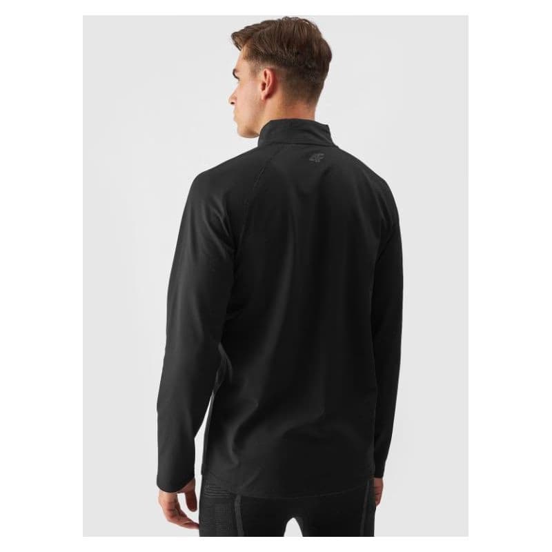 Pánska zateplená lyžiarska mikina s 1 2 zipsom 4F BRUSHED UNDERWEAR-WAW24UBRUM076-20S-DEEP BLACK 4