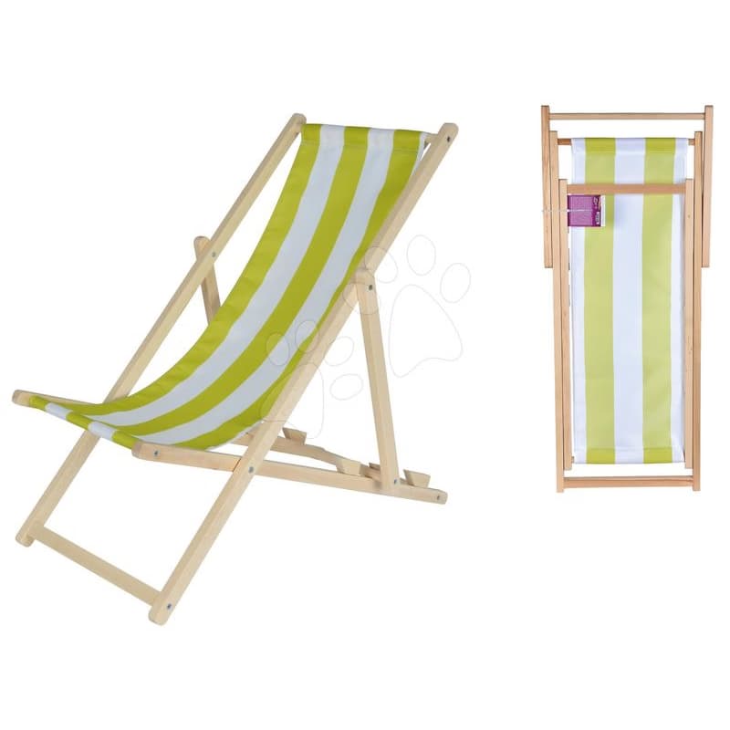 Drevené lehátko skladacie pre deti Outdoor Kids Sunchair Eichhorn s pásikavým poťahom s UV filtrom nosnosť 40 kg 1
