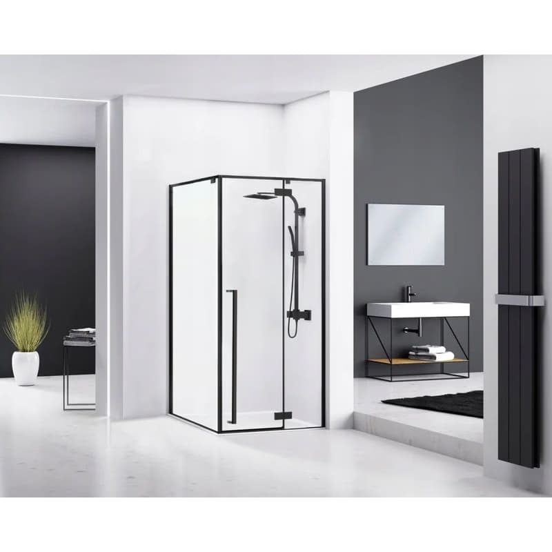 REA/S - Sprchovací kút Fargo - matná čierna 80x100 s bielou sprchovou vaničkou Savoy KPL-K4906 4