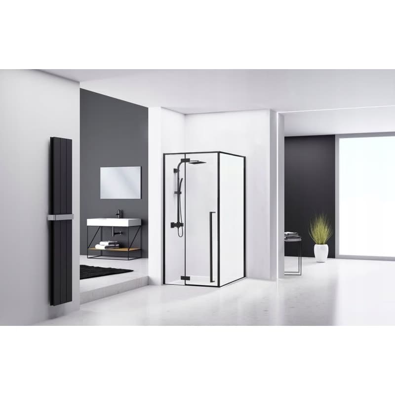 REA/S - Sprchovací kút Fargo - matná čierna 80x100 s bielou sprchovou vaničkou Savoy KPL-K4906 5