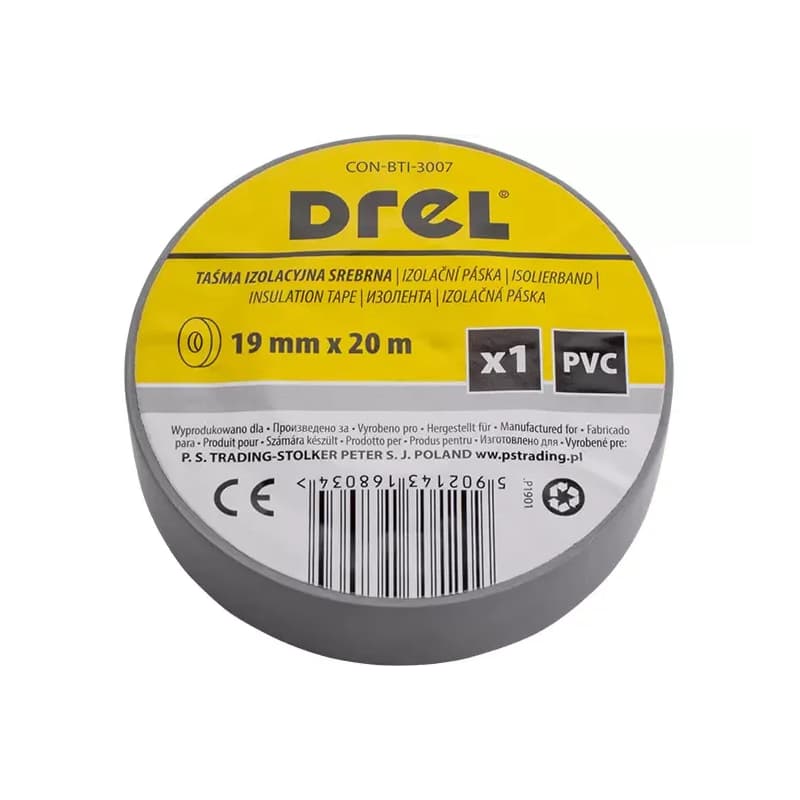DREL Izolačná páska PVC strieborná 19mm x 0,18mm x 20m 1