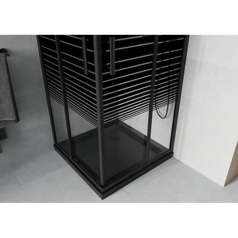 MEXEN/S - Rio sprchovací kút 70x70, pruhy, čierna + vanička so sifónom 860-070-070-70-20-4070B 5