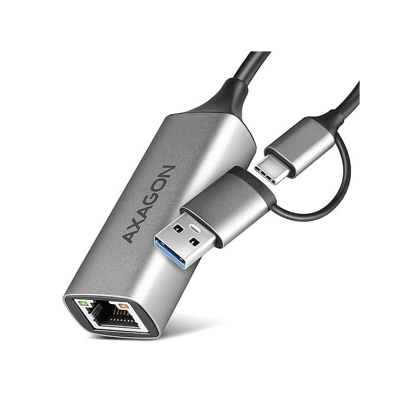 AXAGON ADE-TXCA, USB-C + USB-A 3.2 Gen 1 - Gigabit Ethernet sieťová karta, Asix AX88179, auto inštal 1