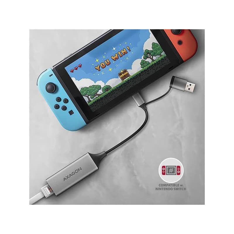 AXAGON ADE-TXCA, USB-C + USB-A 3.2 Gen 1 - Gigabit Ethernet sieťová karta, Asix AX88179, auto inštal 4