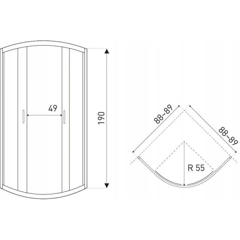 KERRA - Sprchová kabína Tiara 90x90 štvrťkruh s vaničkou 5907548112552 4