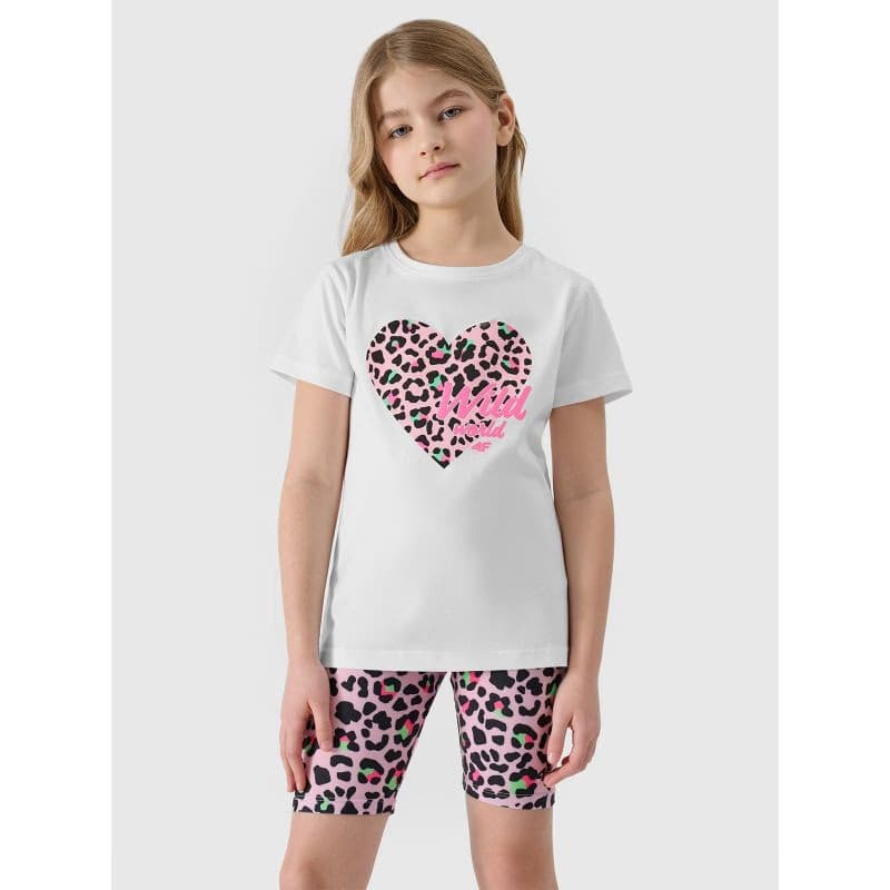 Dievčenské kraťasy 4F JUNIOR TIGHTS-4FJWSS24TTIGF133-56A-LIGHT PINK ALLOVER 3