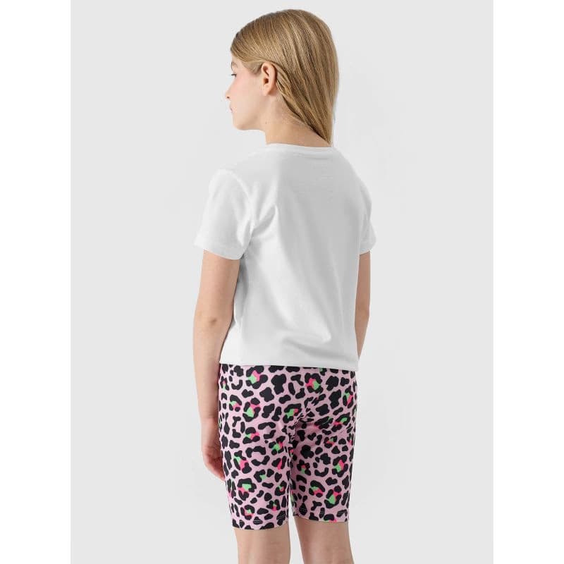 Dievčenské kraťasy 4F JUNIOR TIGHTS-4FJWSS24TTIGF133-56A-LIGHT PINK ALLOVER 4