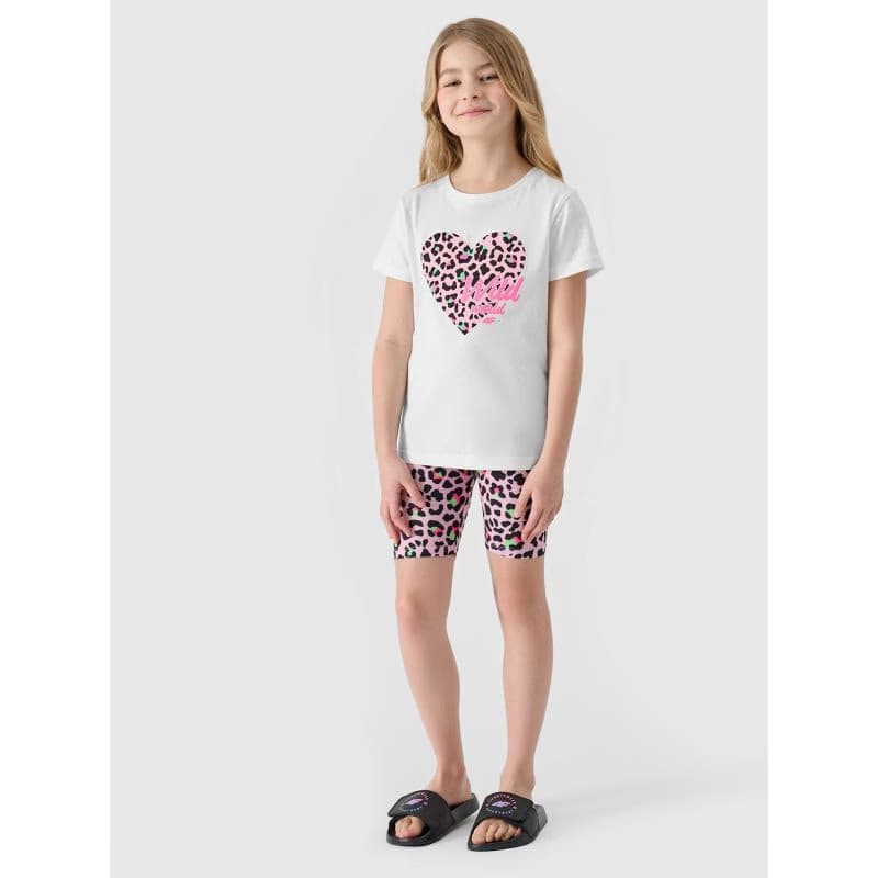 Dievčenské kraťasy 4F JUNIOR TIGHTS-4FJWSS24TTIGF133-56A-LIGHT PINK ALLOVER 5