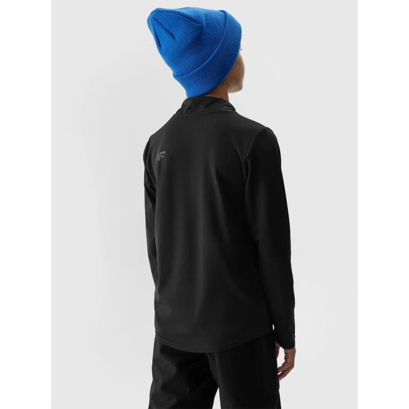 Chlapčenská lyžiarska mikina s 1 2 zipsom 4F JUNIOR BRUSHED UNDERWEAR-JAW23UBRUM045-20S-DEEP BLACK 3