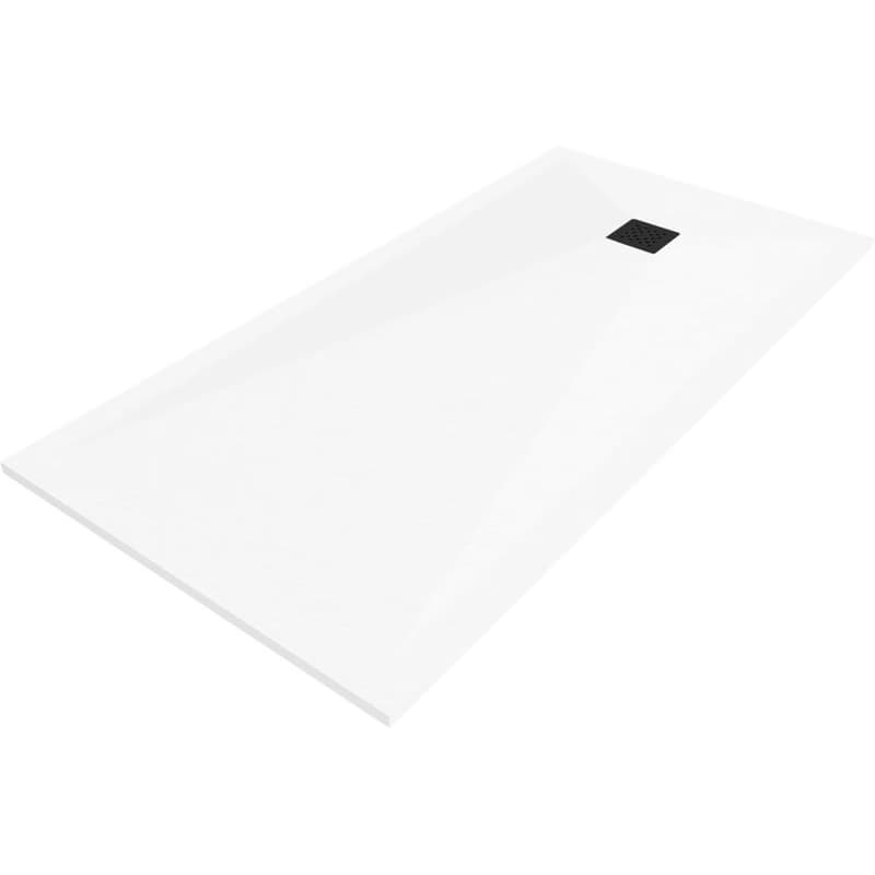MEXEN/S - Stone+ obdĺžniková sprchová vanička 200 x 100, biela, mriežka čierna 44101020-B