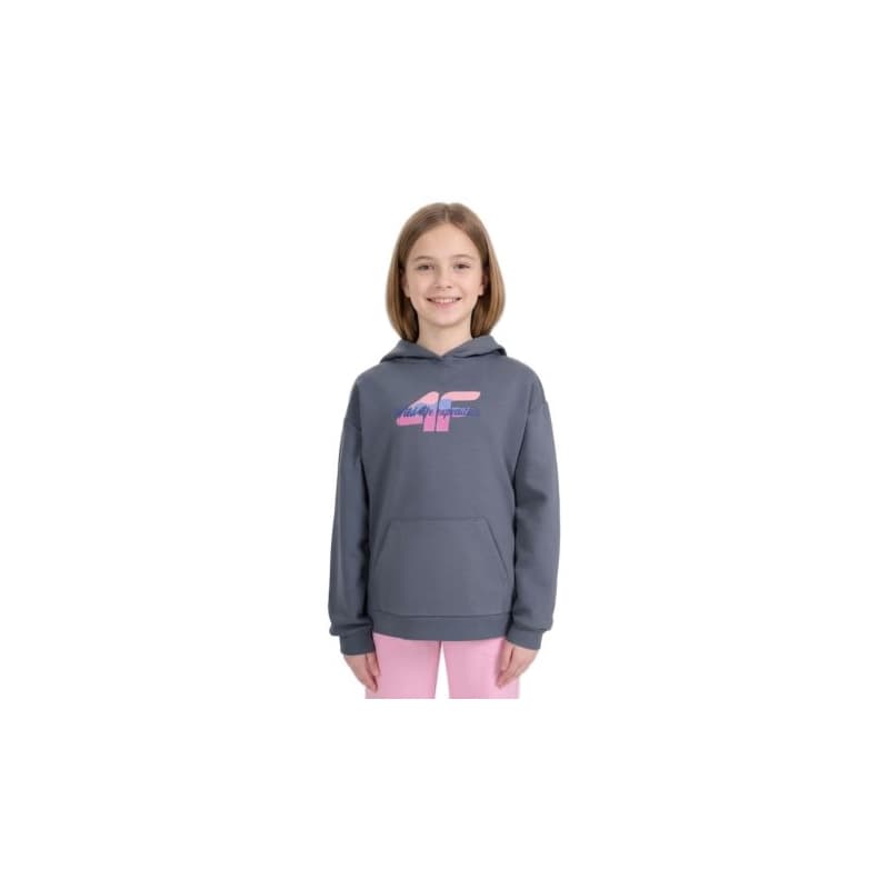 Dievčenská mikina s kapucňou 4F JUNIOR SWEATSHIRT F2270-22S-ANTHRACITE 1