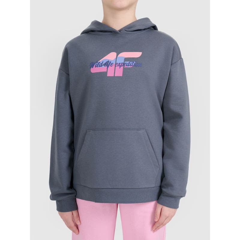 Dievčenská mikina s kapucňou 4F JUNIOR SWEATSHIRT F2270-22S-ANTHRACITE 2