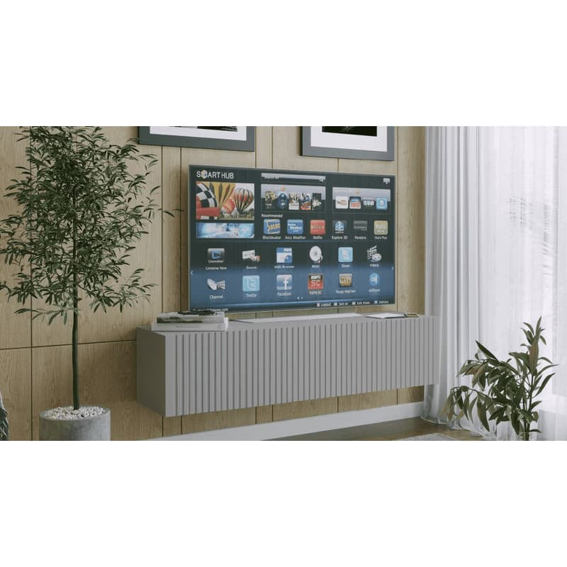 ArtExt Závesný TV stolík JOY | 150 cm Farba: Čierny lesk (drážky) 2