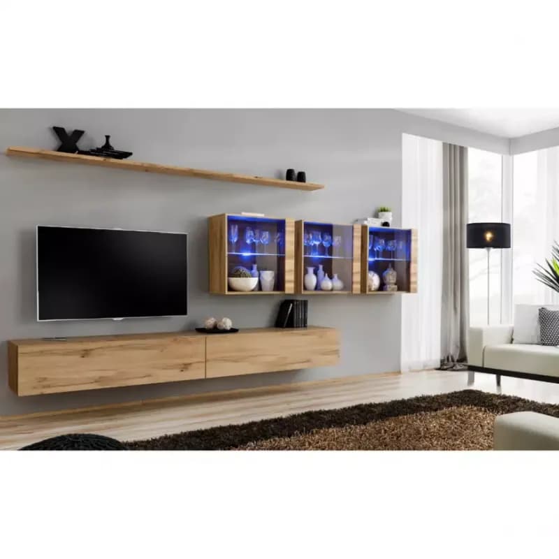 Obývacia stena Switch XVII Sklo +LED  Wotan 1
