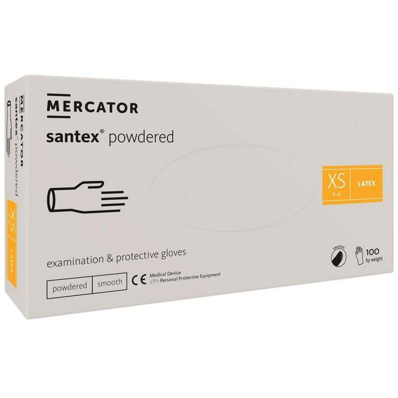 SANTEX POWDERED – Latexové púdrované rukavice telové, 100 ks, S 1