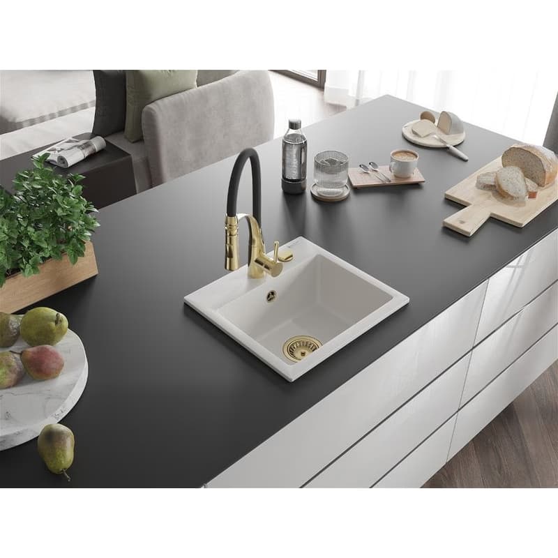 MEXEN/S MEXEN/S - Milo granitový drez 1-miska vrátane batérie Aster, biela 6505-20-73450-57-G 2