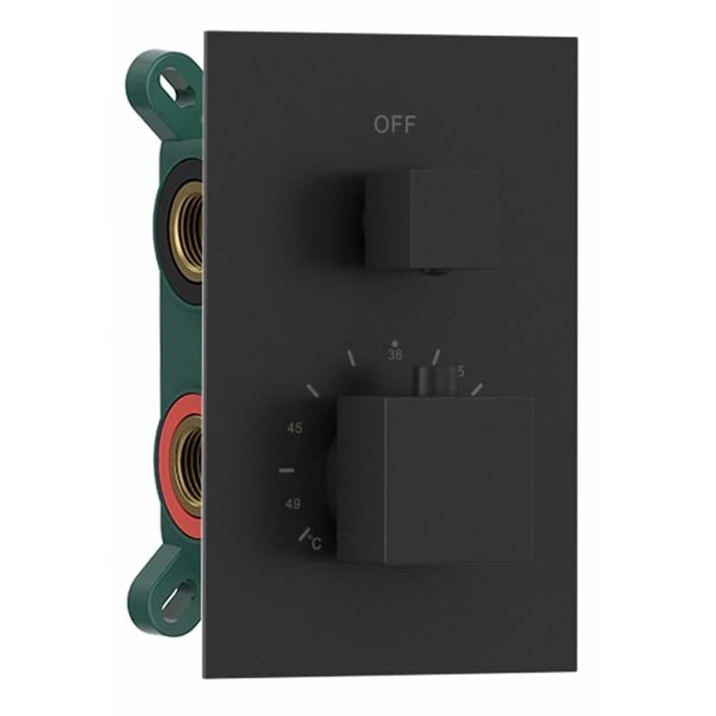SAPHO - Podomietková sprchová termostatická batéria, box, 2 výstupy, čierna mat 1102-32B