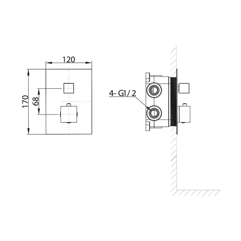 SAPHO - Podomietková sprchová termostatická batéria, box, 2 výstupy, čierna mat 1102-32B 2