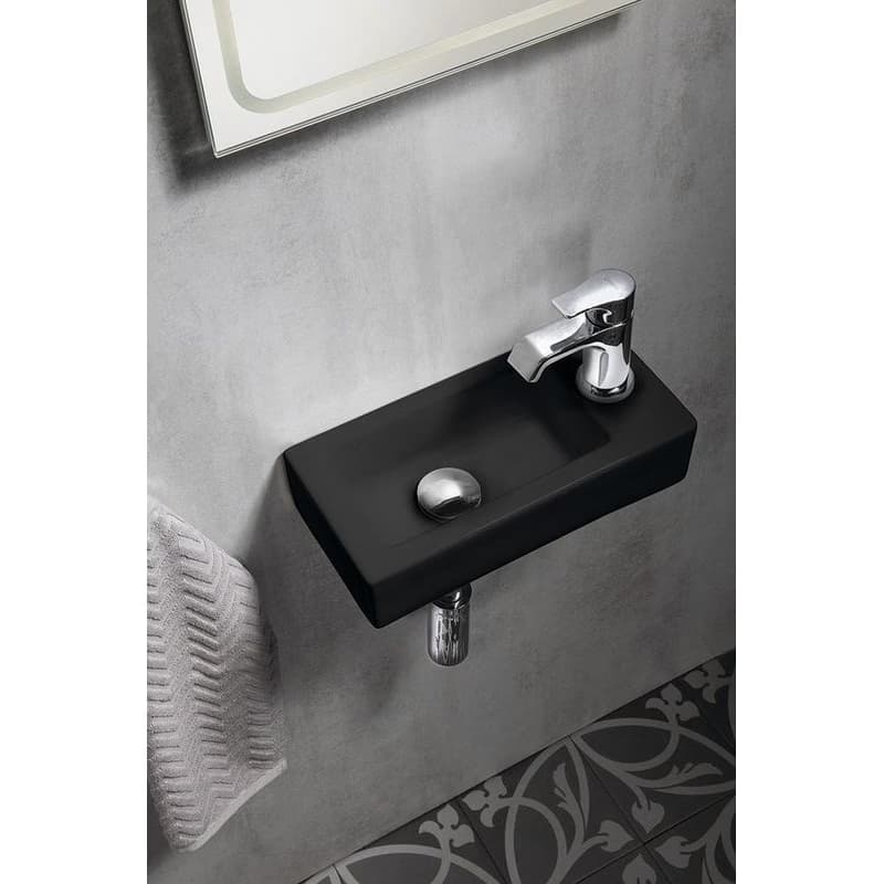 SAPHO - ZOE keramické umývadlo 37x18cm, otvor pre batériu vpravo, čierna mat AR495B 2