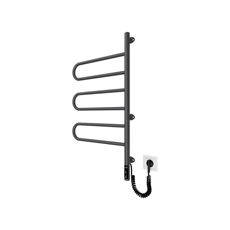 Mario-Radiators Elektrický otočný sušiak na uteráky TRISTAR 80W/230V 82,5x44,5 cm IP44 nerez/čierna 2.3.0506.11.BM