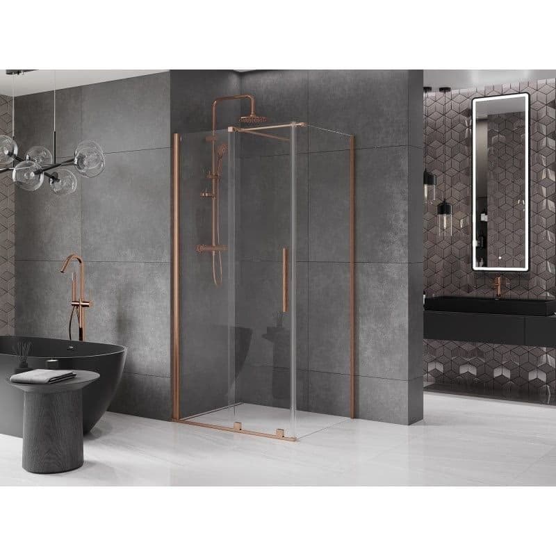 MEXEN/S - Velár sprchovací kút 90 x 85, transparent, kartáčovaná meď 871-090-085-01-65 3