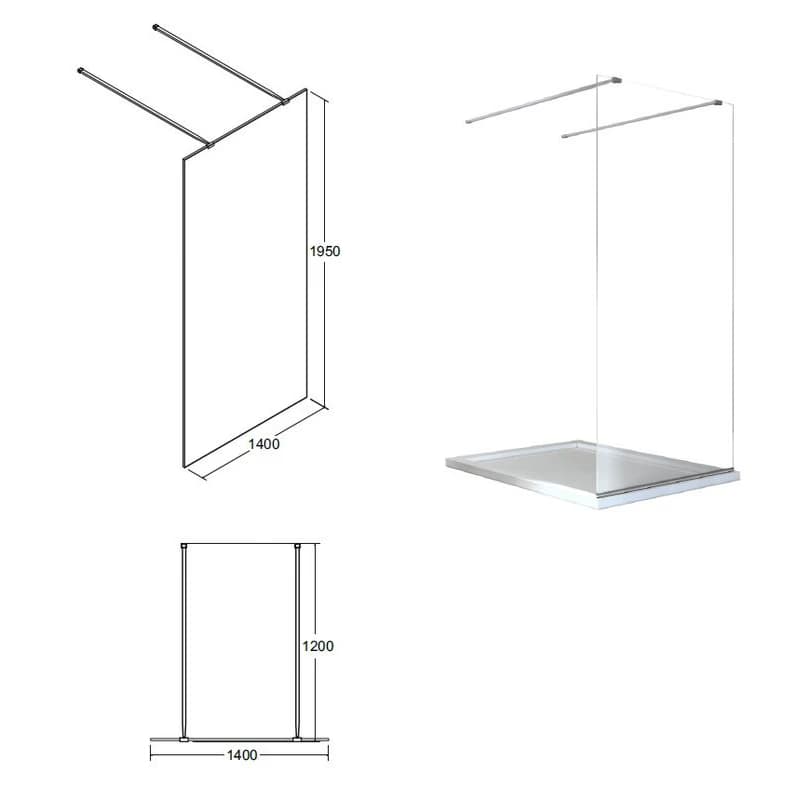BESCO - Walk-in sprchovací kút AVEO DUE - Pevná stena - 30 cm, Rozmer A - 140 cm BCAVEODUE140+BCAVEO30 3