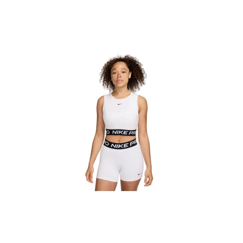 Dámske tréningové tričko s krátkym rukávom NIKE PRO DF 365 CROP TANK-100 WHITE BLACK