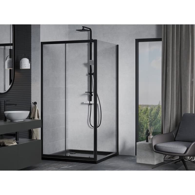 MEXEN/S - Apia Sprchovací kút 90x90, transparent, čierna + vanička so sifónom 840-090-090-70-00-4070B 2