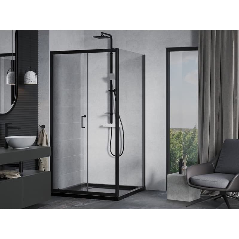 MEXEN/S - Apia Sprchovací kút 90x90, transparent, čierna + vanička so sifónom 840-090-090-70-00-4070B 3