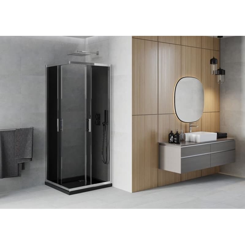 MEXEN/S - Rio sprchovací kút 70x70, grafit, chróm + vanička so sifónom 860-070-070-01-40-4070 3