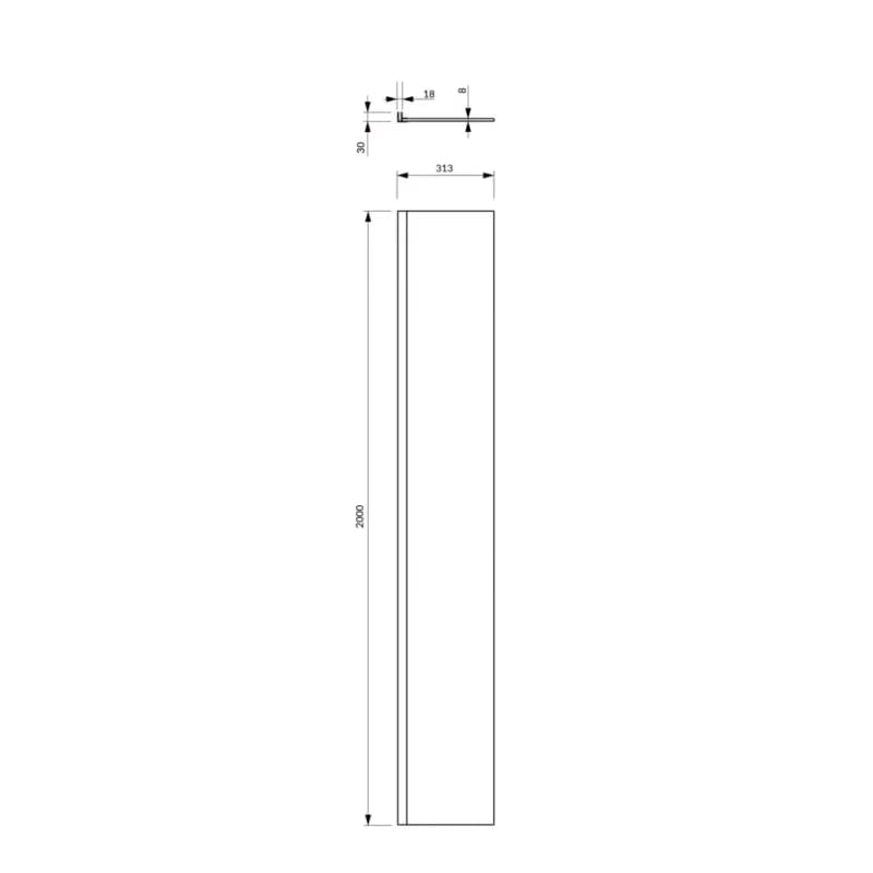 OMNIRES - MARINA bočná stena, 30 cm čierna mat / transparent /BLMTR/ DNR30XBLTR 3