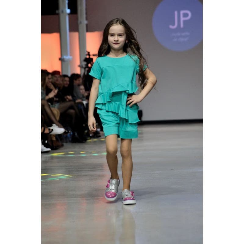 Dievčenské šaty JANA POLAK Frill girl tyrkys 2