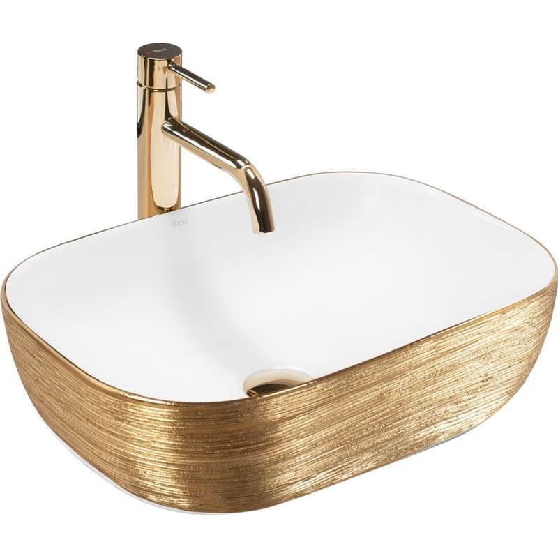 REA - Umývadlo na dosku Belinda White GOLD BRUSH REA-U7422