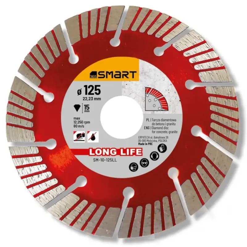 Diamantový kotúč 125 mm na rezanie betónu, žuly SM-10-125LL