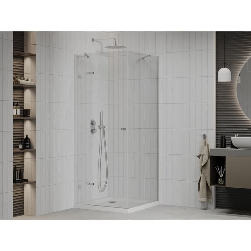 MEXEN/S - Roma sprchovací kút 70x70, kyvný, číre sklo, chróm + vanička 854-070-070-01-00-4010 2