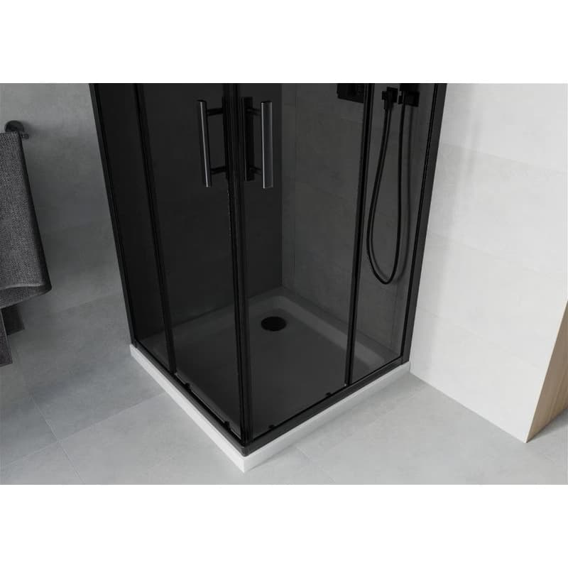 MEXEN/S - Rio sprchovací kút štvorec 80x80, grafit, čierna + biela vanička so sifónom 860-080-080-70-40-4010B 5
