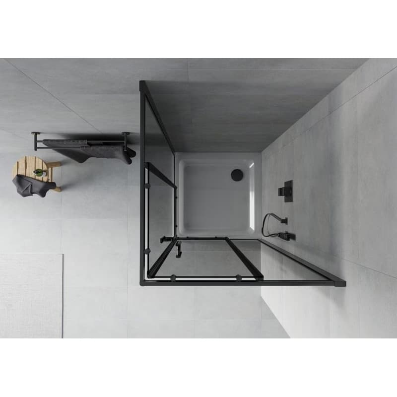 MEXEN/S - Rio sprchovací kút štvorec 80x80, grafit, čierna + biela vanička so sifónom 860-080-080-70-40-4010B 6