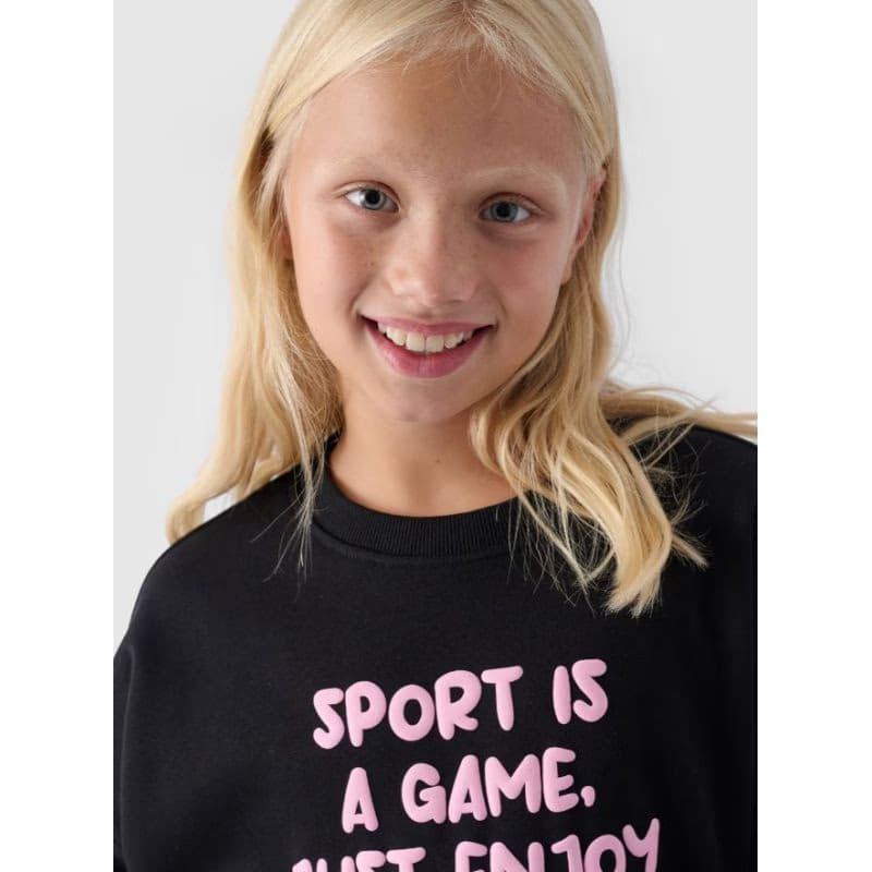 Dievčenská mikina 4F JUNIOR SWEATSHIRT-JWAW24TSWSF1214-20S-DEEP BLACK 2