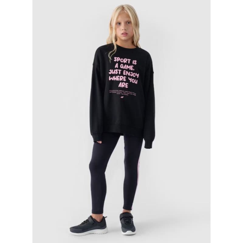 Dievčenská mikina 4F JUNIOR SWEATSHIRT-JWAW24TSWSF1214-20S-DEEP BLACK 4