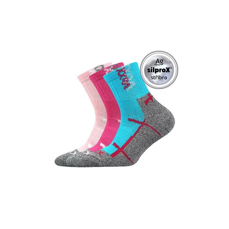 Dievčenské turistické ponožky VOXX 3 PACK-Wallík-Pink Blue